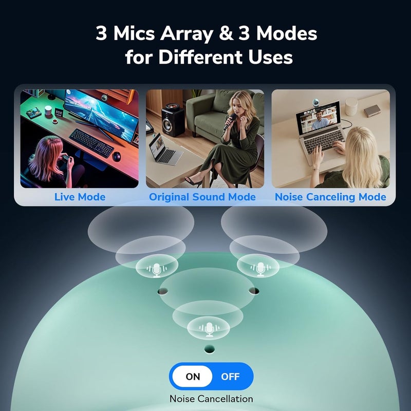 eMeet كاميرا ويب Piko 4K للبث المباشر، أول كاميرا مزدوجة تعمل بالذكاء الاصطناعي في العالم بدقة 4K مع تركيز تلقائي بالذكاء الاصطناعي، مجموعة ميكروفونات 3 أوضاع صوتية، كاميرا ويب USB مع مشبك، رائعة للبث المباشر، إعداد المكتب - Image 5